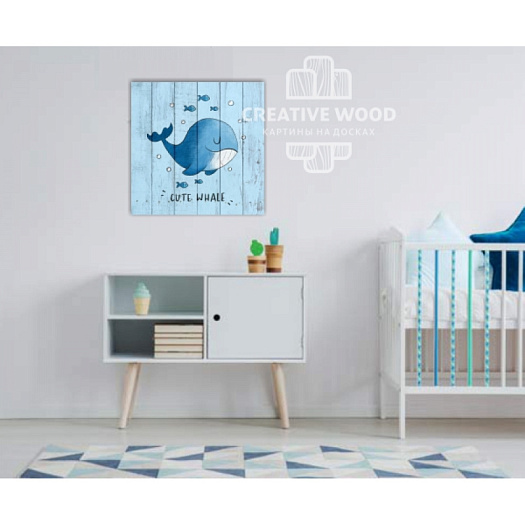 Картины в интерьере артикул KIDS - 16 Кит, KIDS, Creative Wood